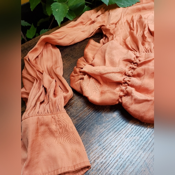 XS Free People Piper Backless Crop, Long Sleeve in Mango/ Dusty Orange - Picture 4 of 16